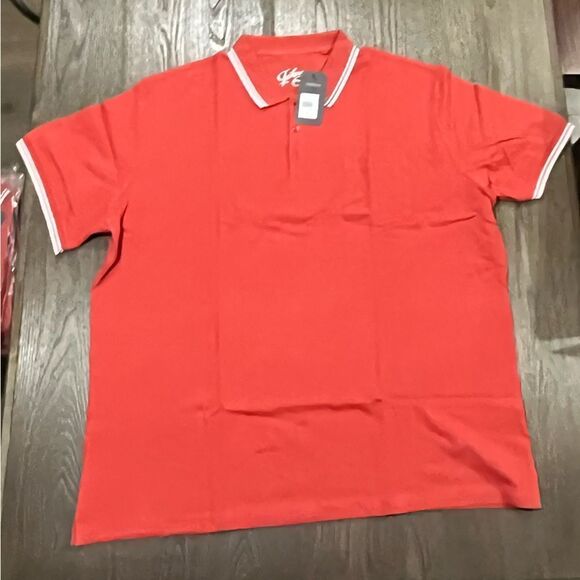 NWT Johnny Bigg Harper Tipped Pique Polo Shirt Tangerine - Size 5X - Picture 1 of 6
